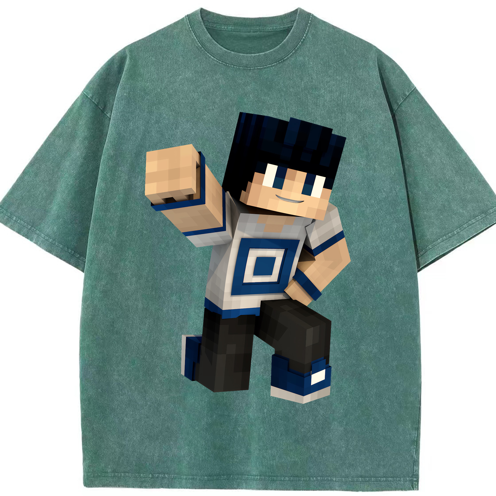 （画像用） マインクラフト ブロックの世界 Minecraft MC Block world 綿100% ヴィンテージ風 半袖Tシャツ（フロントプリント）